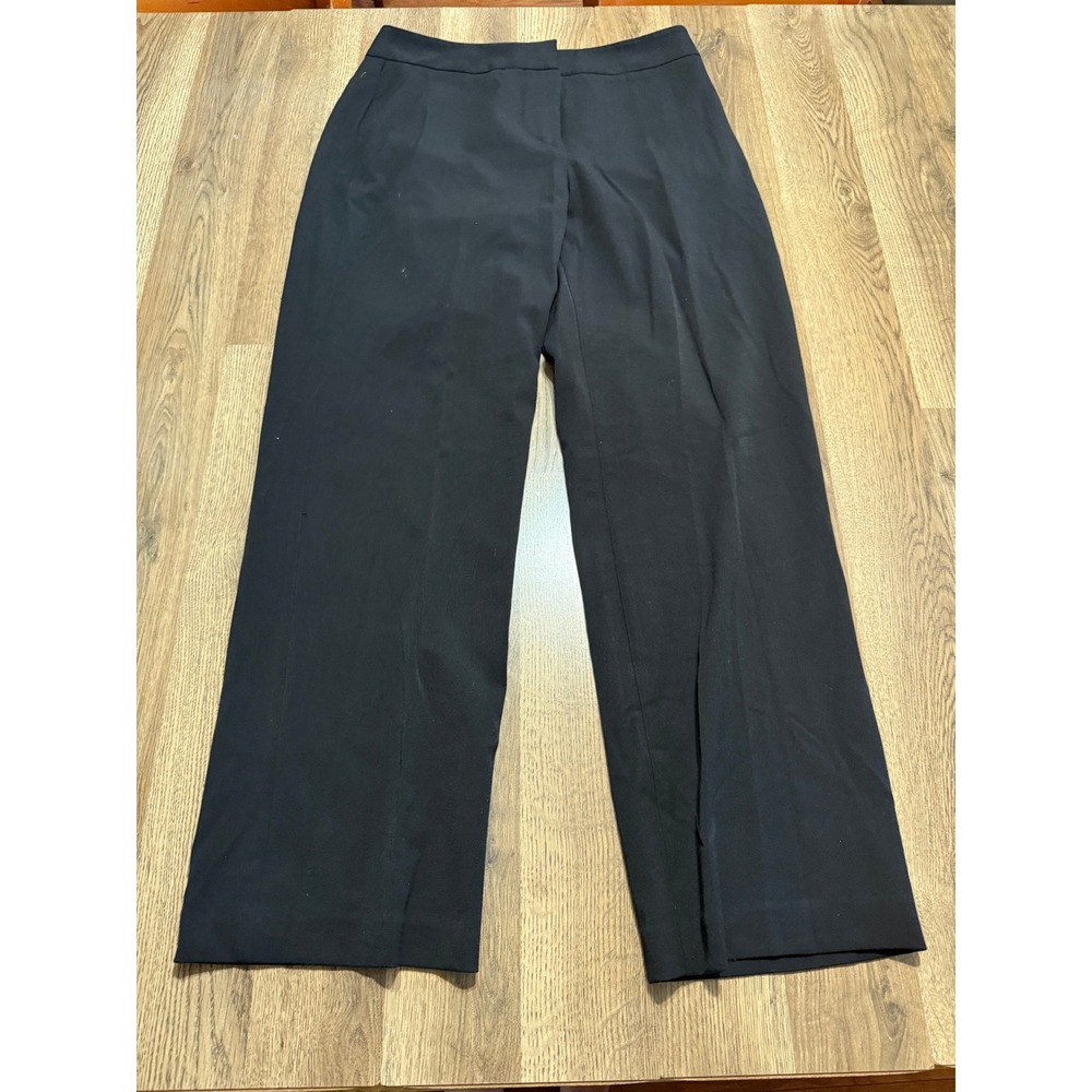 Worthington Pants Women Size 12 Black Dress Trousers Flat Front Wide Leg Stretch